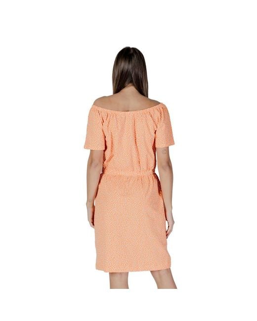B.Young Orange Cotton Short Dress