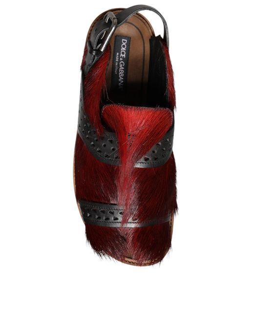 Dolce & Gabbana Brown Black Red Gazelle Hair Leather Sandals Shoes for men