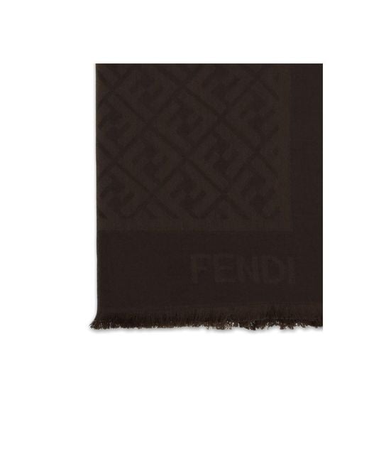 Fendi Black Silk Ff Shawl