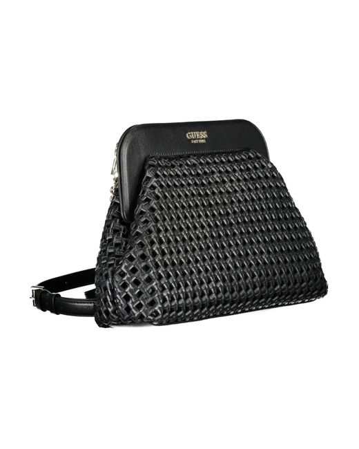 Guess Black Chic Polyurethane Satchel With Logo Detail