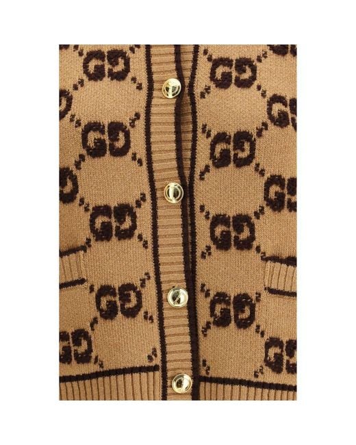 Gucci Brown Multicolor Wool Cardigan