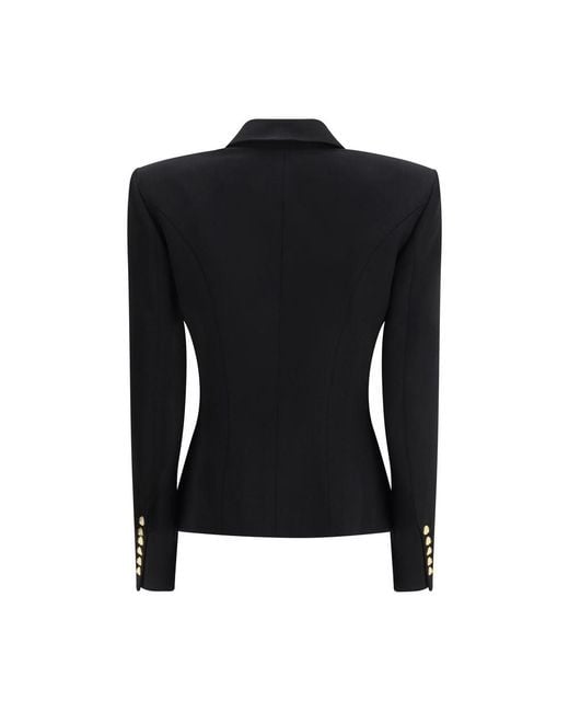 Balmain Black Wool Jackets And Coat