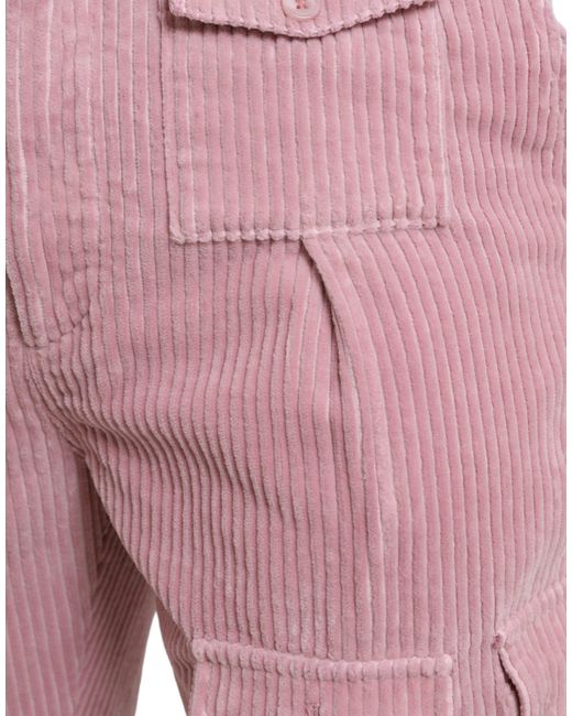 Dolce & Gabbana Red Corduroy Cotton Stretch Skinny Cargo Jeans for men