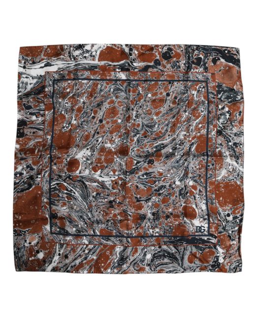 Dolce & Gabbana Metallic Marble Silk Square Foulard Scarf for men