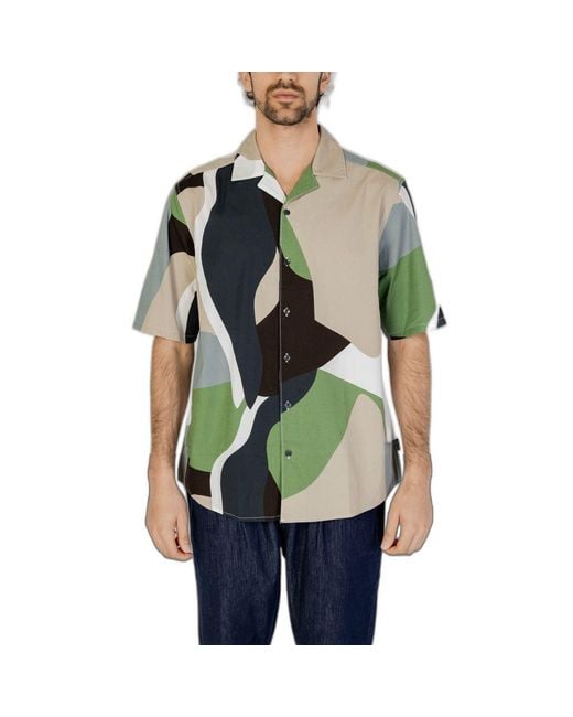 Only & Sons Green Bicolor Cotton Shortsleeve Shirt for men