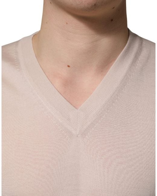 Dolce & Gabbana Multicolor Beige Cashmere V for men