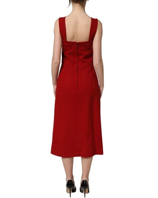 Dolce & Gabbana Two Tone Pink Wool Sleeveless Midi Dress