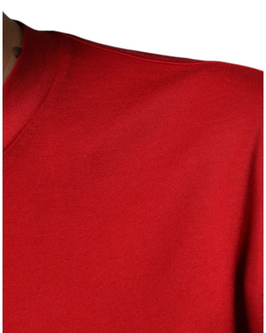 Dolce & Gabbana Red Cotton Dg Logo Print Crew Neck T-Shirt for men