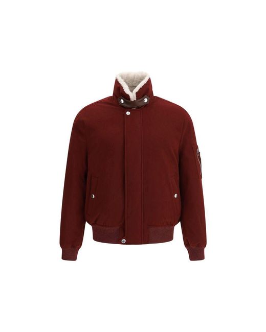 Brunello Cucinelli Red Wool Flannel Down Jacket for men