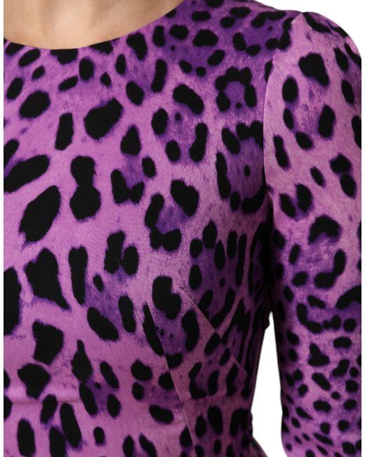 Dolce & Gabbana Violet Leopard Sheath Bodycon Mini Dress in Purple | Lyst