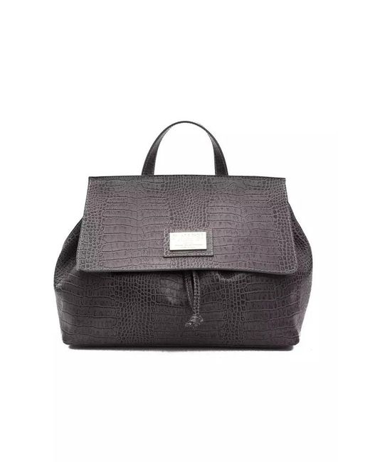 Pompei Donatella Black Logo-plaque Snake Texture Handbag