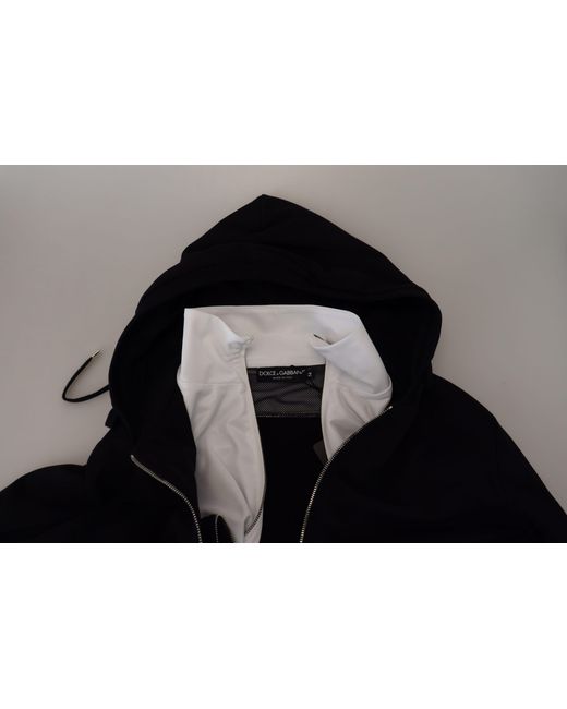 Dolce & Gabbana Black Elegant Bomber Jacket With Hood for men