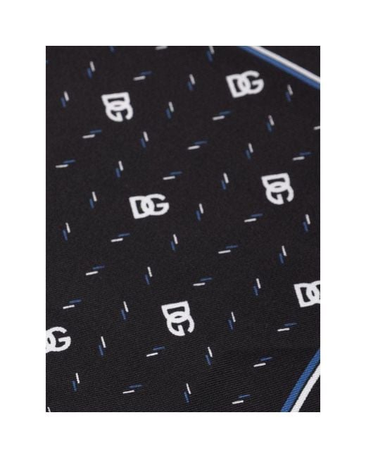 Dolce & Gabbana Black Silk Scarf Logo Pattern for men