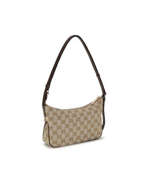 Gucci Metallic Beige Polyester Shoulder Bag