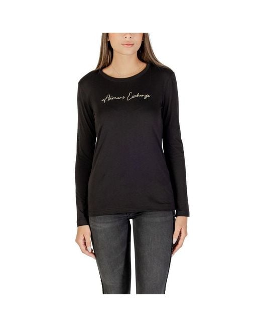 ARMANI EXCHANGE Black Bicolor Cotton Long Sleeve T
