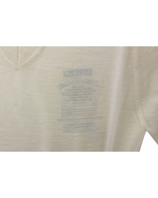 Ermanno Scervino Off White Wool Blend V-neck Pullover Sweater for men
