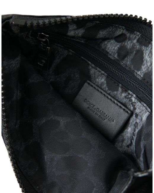 Dolce & Gabbana Black Chic Nylon-Leather Designer Pouch