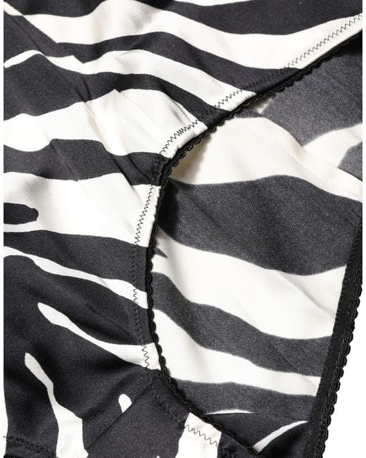 Dolce & Gabbana Black White Zebra High Waist Girdle Panty Underwear