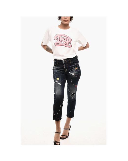 DSquared² Black Regular Waist Distressed Regular Fit Jeans