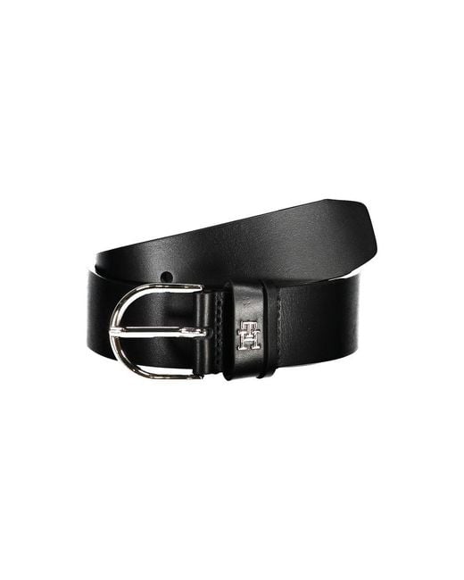 Tommy Hilfiger Black Chic Leather Belt With Metal Buckle