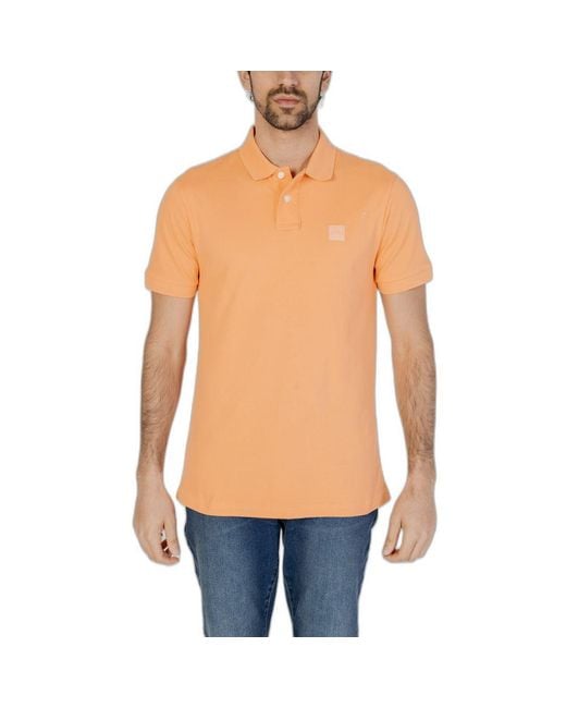 Boss Blue Orange Cotton Polo Shirt for men