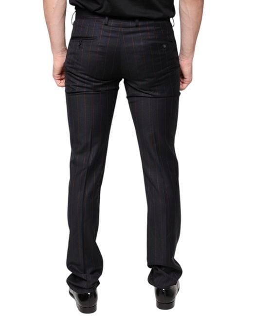 Dolce & Gabbana Black Stripes Skinny Dress Pants for men