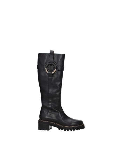 See By Chloé Black Leather Boot | Lyst
