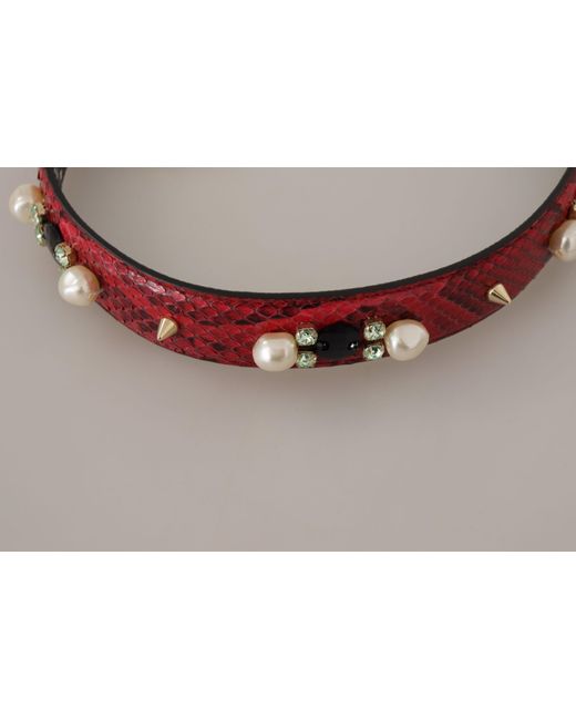 Dolce & Gabbana Red Elegant Python Leather Shoulder Strap