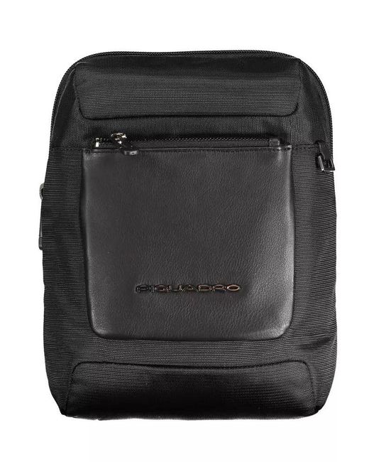 Piquadro Sleek Black Recycled Material Shoulder Bag for men