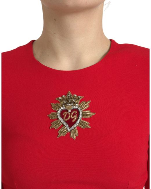 Dolce & Gabbana Red Sacred Heart Viscose Bodycon Mini Dress