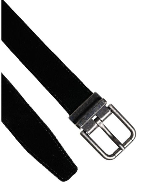 Dolce & Gabbana Black Leather Metal Buckle Classic Belt for men