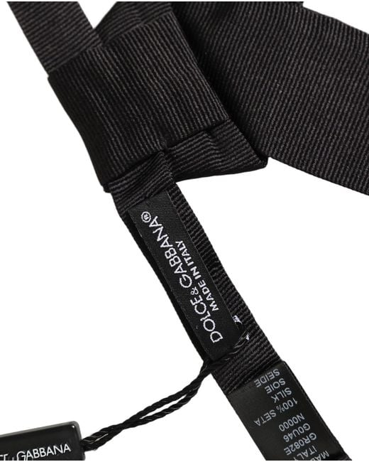 Dolce & Gabbana Men Black 100% Silk Adjustable Neck Papillon Bow Tie for men