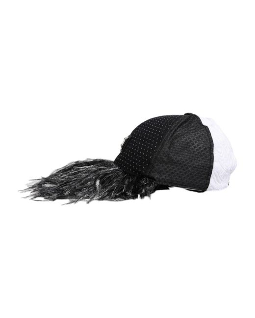 Dolce & Gabbana White Black Polka Dot Feathers Baseball Cap for men