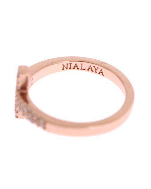 Nialaya Pink Gold 925 Silver S Cross Cz Ring