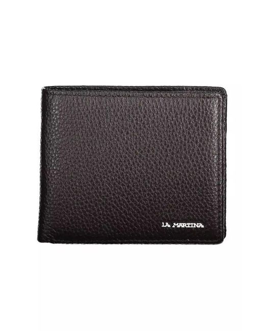 La Martina Black Leather Wallet for men