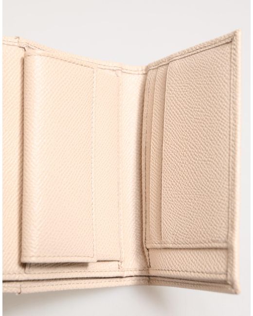 Dolce & Gabbana Natural Light Pink Calf Leather Dg Logo French Flap Wallet