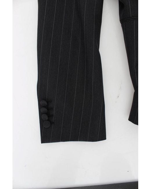 Dolce & Gabbana Multicolor Striped Slim Fit Wool Blazer Gray Gtt10078 for men