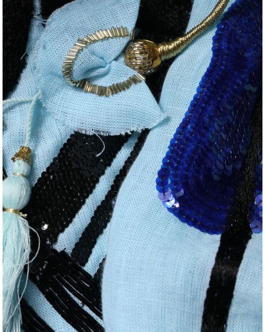 Christian Pellizzari Light Blue Floral Embellished Shirt Maxi Dress