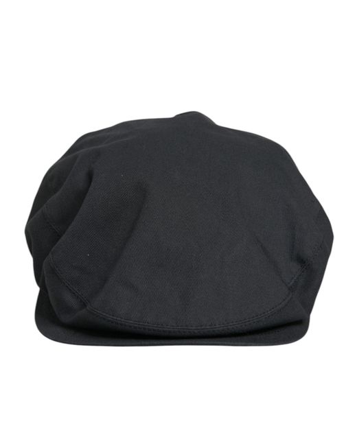 Dolce & Gabbana Black Cotton Newsboy Capello Cabbie Hat for men