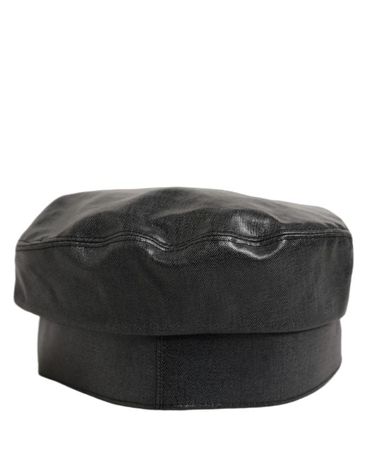 Dolce & Gabbana Black Cotton Gold Dg Chain Baker Boy Capello Hat