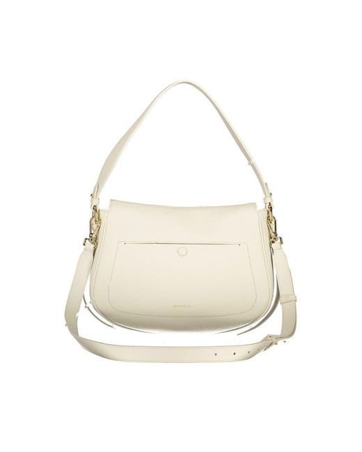 Coccinelle Natural Bianco Leather Handbag