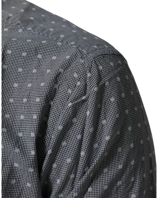 Aglini Gray Polka Dot Cotton Button Down Long Sleeves Shirt for men