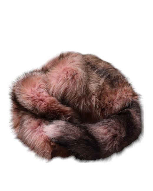 Dolce & Gabbana Pink Frost Fox Fur Neck Warmer Winter Scarf