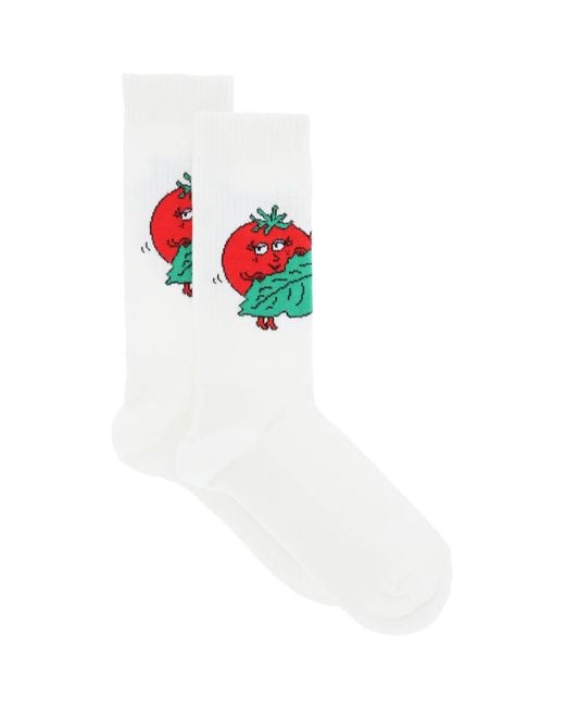 Sky High Farm White Happy Tomatoes Crew Socks for men