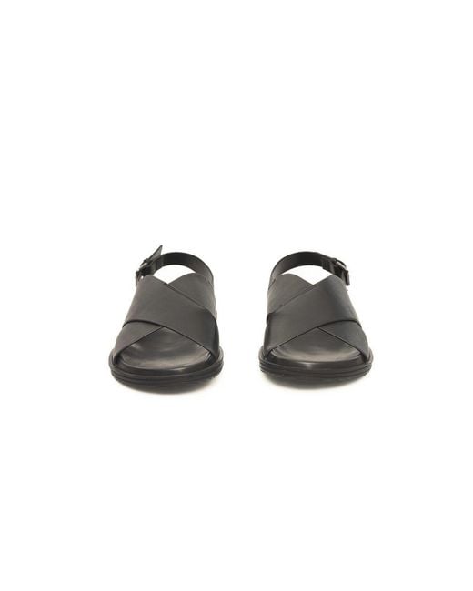 Cerruti 1881 Black Leather Crisscross Strap Sandals for men