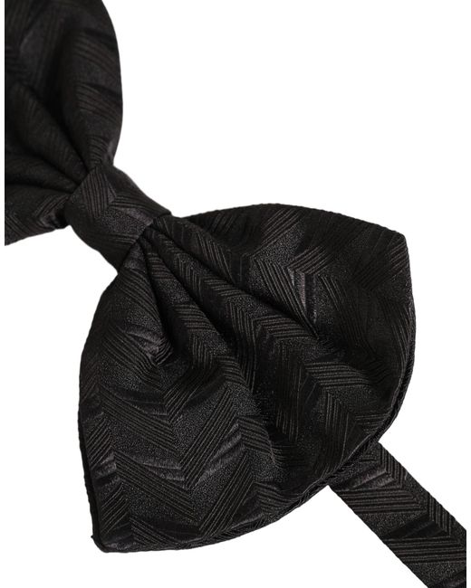 Dolce & Gabbana Men Black Patterned Adjustable Neck Papillon Bow Tie for men