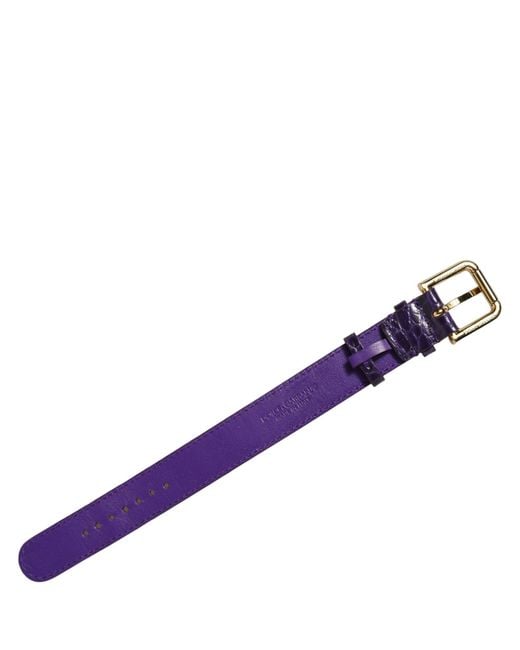 Dolce & Gabbana Blue Violet Embossed Leather Gold Buckle Belt Strap Bracelet