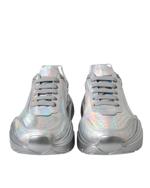 Dolce & Gabbana Gray Iridescent Daymaster Leather Sneakers Shoes