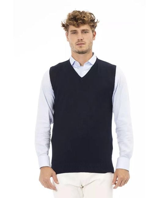 Alpha Studio Blue Viscose Men's V for men