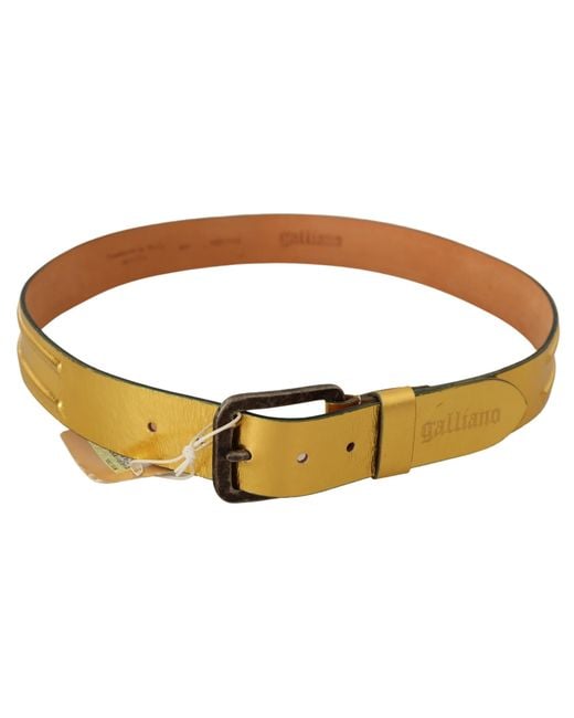 John Galliano Yellow Elegant Genuine Leather Belt for men